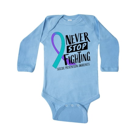 

Inktastic Never Stop Fighting Suicide Prevention Awareness Ribbon Gift Baby Boy or Baby Girl Long Sleeve Bodysuit