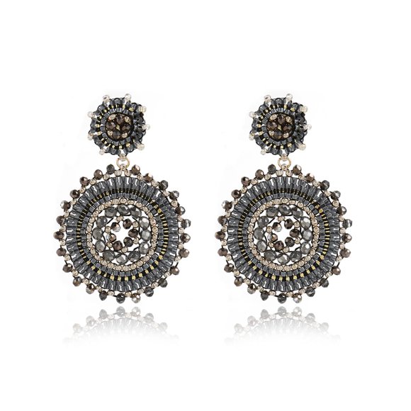 Pendientes Colgantes Hechos a Mano con Cuentas de Semilla Grises de Elegance 11 Designs