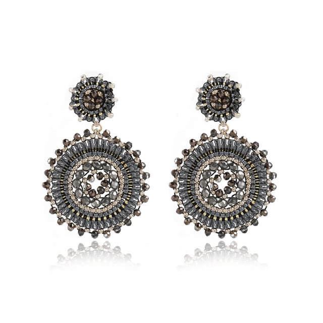 Pendientes Colgantes Hechos a Mano con Cuentas de Semilla Grises de Elegance 11 Designs