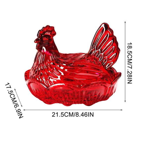HuiXinOu Glass Hen Nest Candy Dish with Lid, Rustic Candy Bowl, Decorative Covered Jar for Candy Cookies Snacks, Kitchen and Dining Table Centerpiece