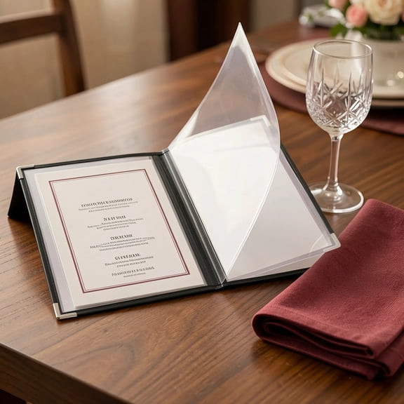 HERFIER Transparent PVC Menu Cover 1Pc Binder Folder for Restaurant Menus 12.5x9.24x0.39in