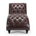 thumbnail image 4 of GZXS Chaise Lounge Chair, Button-Tufted Modern Lounger with Wood Legs, PU Upholstered Sleeper Sofá Nailhead Trim for Indoor Living Room, Bedroom, Dark Brown, 4 of 9