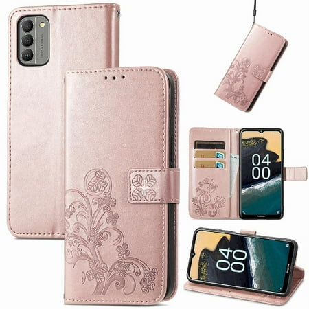 

Case for NOKIA G400 Four Leaf Clover Leather Case Exquisite Business Short Strap Flip Cover