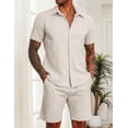 thumbnail image 2 of COOFANDY Men's Cotton Linen Set Short Sets Casual Button-Down Shirts Summer Beach Cotton Shorts Fashion Festival Suit, 2 of 4
