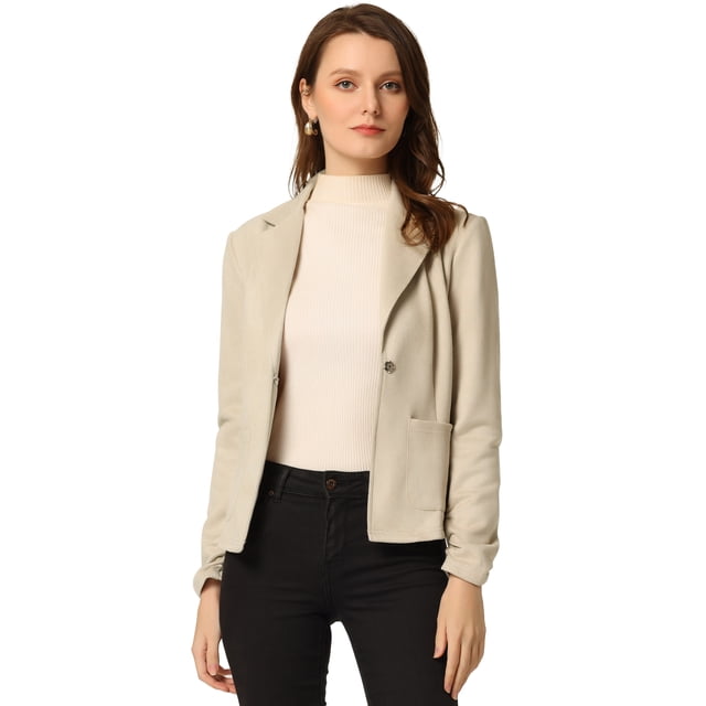 Chaqueta de gamuza sintética con cordón delantero abierto informal de manga larga para mujer Beige L
