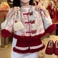 thumbnail image 4 of KAUOD Toddler Girls Chinese Traditional Jackets Open Front Fleece Embroidery Graphic 𝗧ang Coats Kids New Years Clothes, 4 of 8