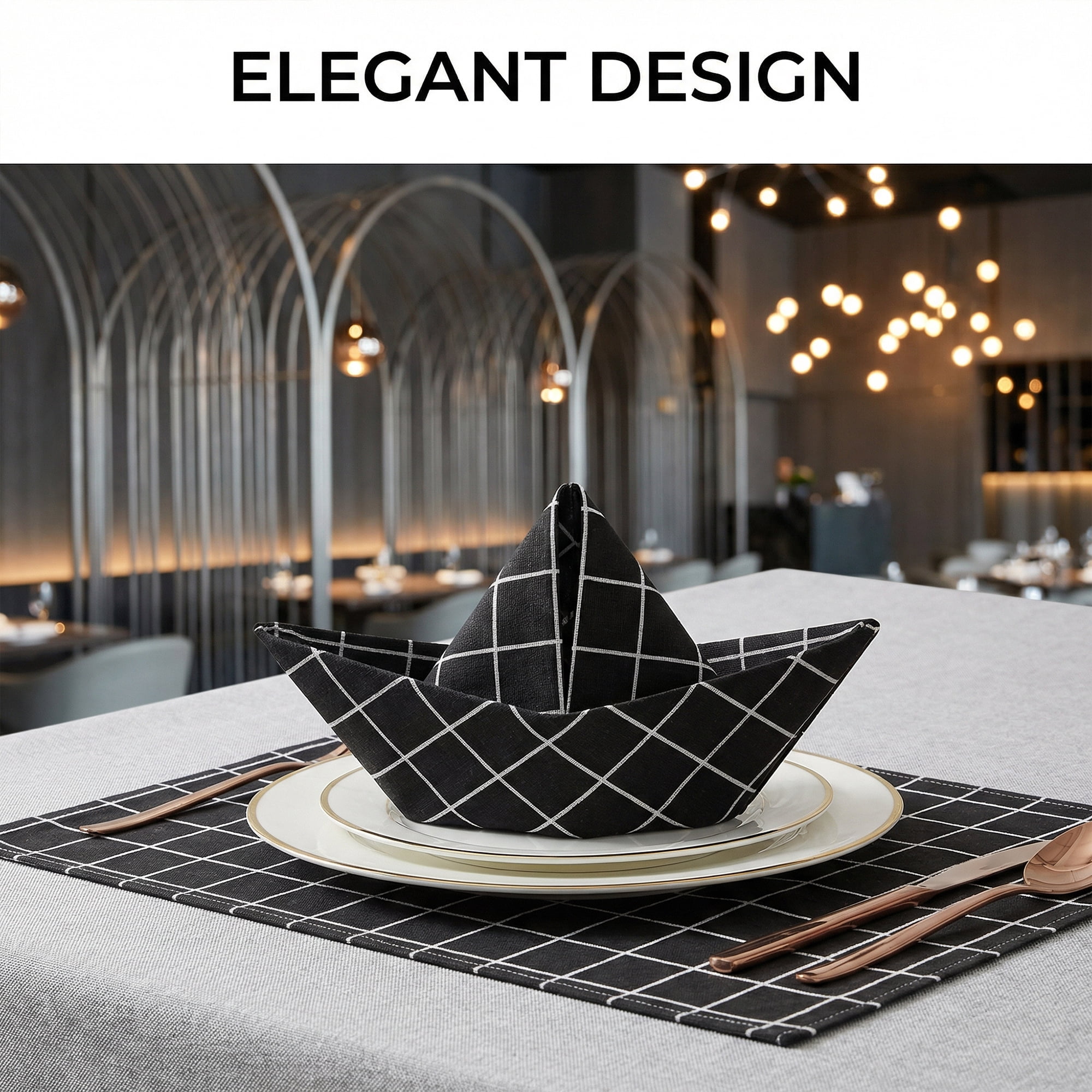 Unique Bargains 6Pcs Washable Restaurant Cloth Napkins Black 16x12inch