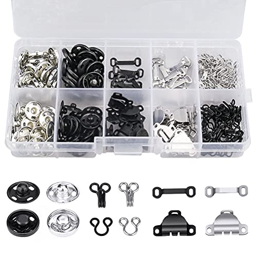 FASHIONTOAD 50 Pairs 3 Styles Skirt Hooks and Eyes Sewing Hook, Sewing Snaps Clothing Fixing
