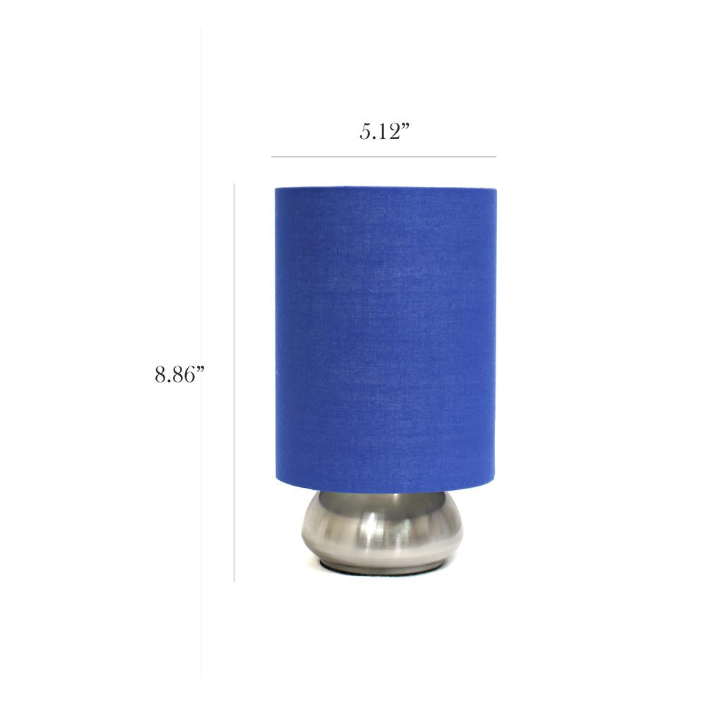 Simple Designs Gemini 2 Pack Mini Touch Lamp with Brushed Nickel Base and Blue Fabric Shades