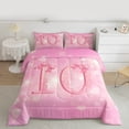 thumbnail image 2 of Homewish Cute Loves Pattern Queen Comforter Set,Fifth Birthday Bedding Sets,Pink Number 10 Bedding Comforter Set For Teens,Ultra Soft Home Decor Reversible,3-Piece, 2 of 8