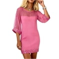 thumbnail image 3 of Laqbezok Women's Mesh Patchwork Sequin Dress, Sexy Round Neck 3/4 Sleeve Bodycon Mini Gown, Sheer Sequin Hem Party Outfit for Cocktail Wedding, 3 of 5