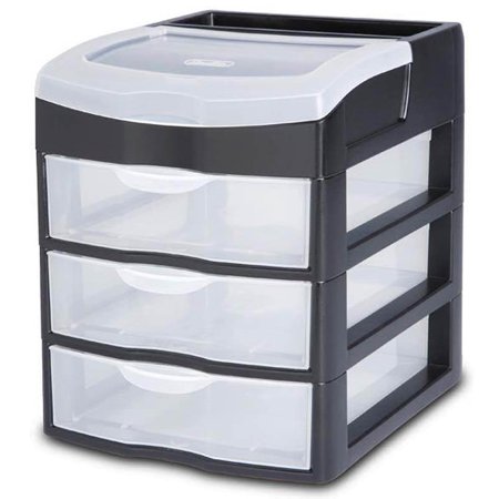 1 Sterilite 20639004 3 Slide Out Drawer Table Desktop Storage