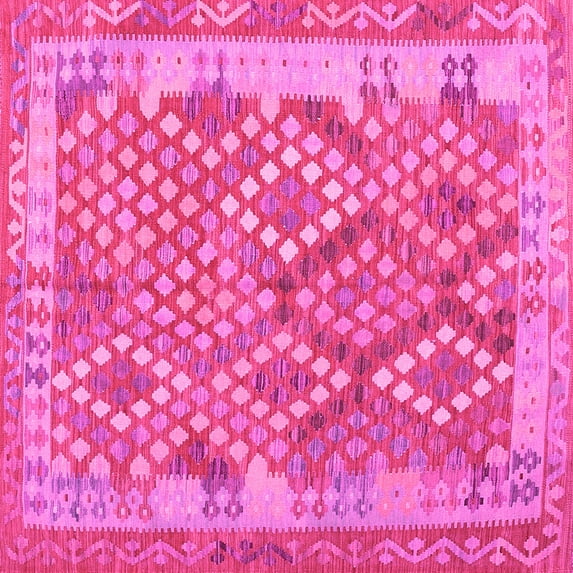 Ahgly Company Indoor Square Oriental Pink Traditional Area Rugs, 4' Square