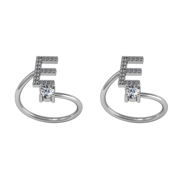 Jumpingount Mayúscula Anillo abierto Anillos de compromiso ajustables Regalo de joyería E mi 2piezas Jumpingount CBP132301
