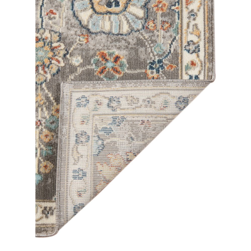 5' X 7' Blue and Orange Floral Stain Resistant Indoor Outdoor Area Rug Color: Gray, Size: 8'9" x 11'9"