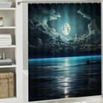 thumbnail image 6 of Fenyluxe Moon Clouds Water Pretty Polyester Shower Curtain for Bathroom Washable with Hooks 36x72, 6 of 7