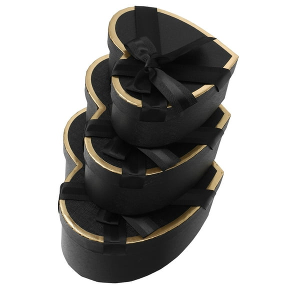 Hemoton 1 Set Heart-Shaped Paper Mache Box Flower Cardbord Box With Lids Present Box For Crafting Storage Accessories Cosmetics Jewelry Home Black