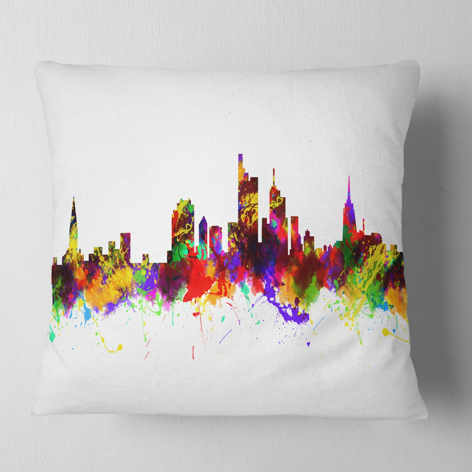 Designart Frankfurt Germany Skyline - Cityscape Throw Pillow - 16x16