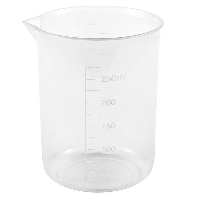 Vaso medidor de plástico blanco transparente de 250 ml para harina líquida Afortunado Sencillez