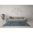 thumbnail image 3 of Ahgly Company Indoor Rectangle Medallion Light Blue Traditional Area Rugs, 7' x 10', 3 of 4