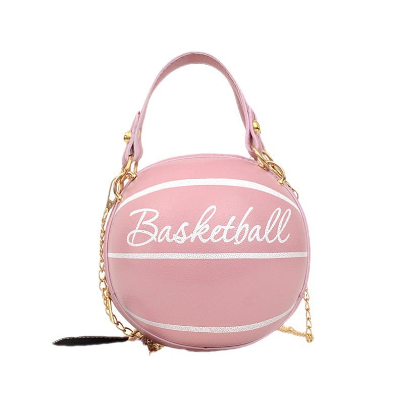 Novelty Sports Ball Shaped PU Crossbody Bag for Women, Personality Soccer & Basketball Design, Round Mini Bag, Zipper Closure, Chain Strap, Trendy Handbag for Casual Travel (6.3"x6.3"x6.7", 0.55lb)
