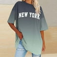 thumbnail image 2 of MIUOWANP Women's Raglan Elbow Sleeve Top Gradient Color Letter Print Loose Breathable Casual Round Neck T-Shirt Size M(6)Army Green, 2 of 4
