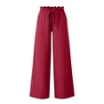 thumbnail image 3 of Admvng Women's Linen Pants Elastic Waist Straight Leg Pockets Summer Beach Casual Vacation Trousers, 3 of 5