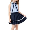 thumbnail image 2 of Amidoa Girls 2 Piece Outfits Summer Clothes Cute T-Shirts Sleeveless and Skirt Kids Clothing Sets Blue Size 18, 2 of 9