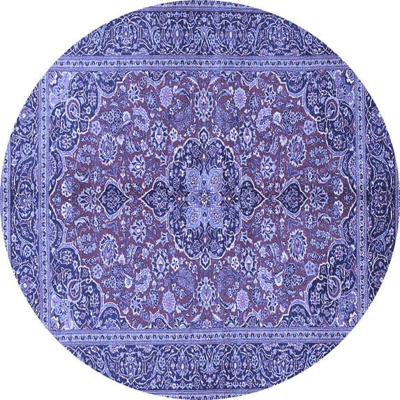 Ahgly Company Indoor Round Medallion Blue Traditional Area Rugs, 4' Round