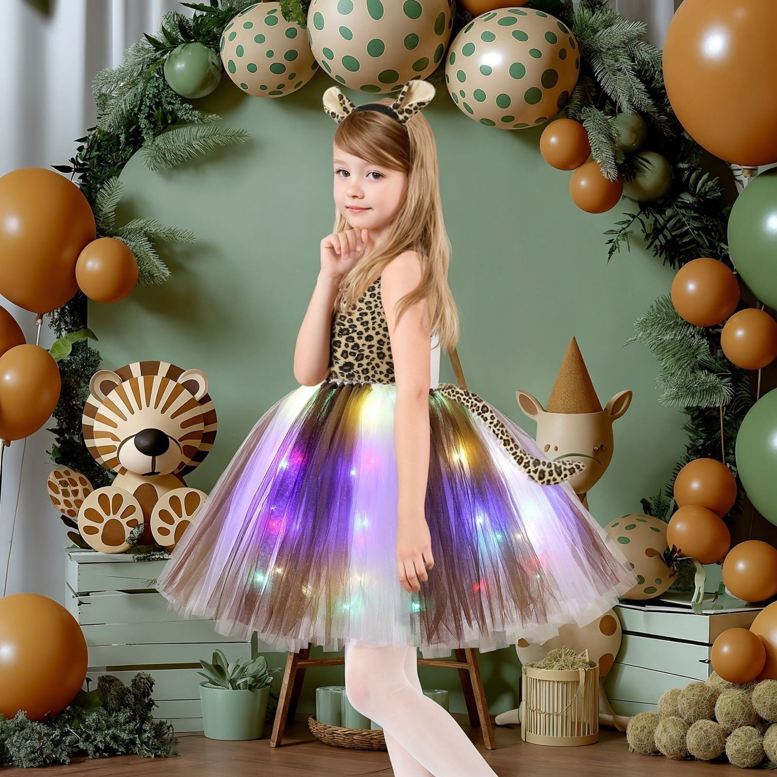 2026 Toddler Girls Dresses Glow In The Dark With Illuminating Party Tutu Fashion Outfits Size 10-11 Years