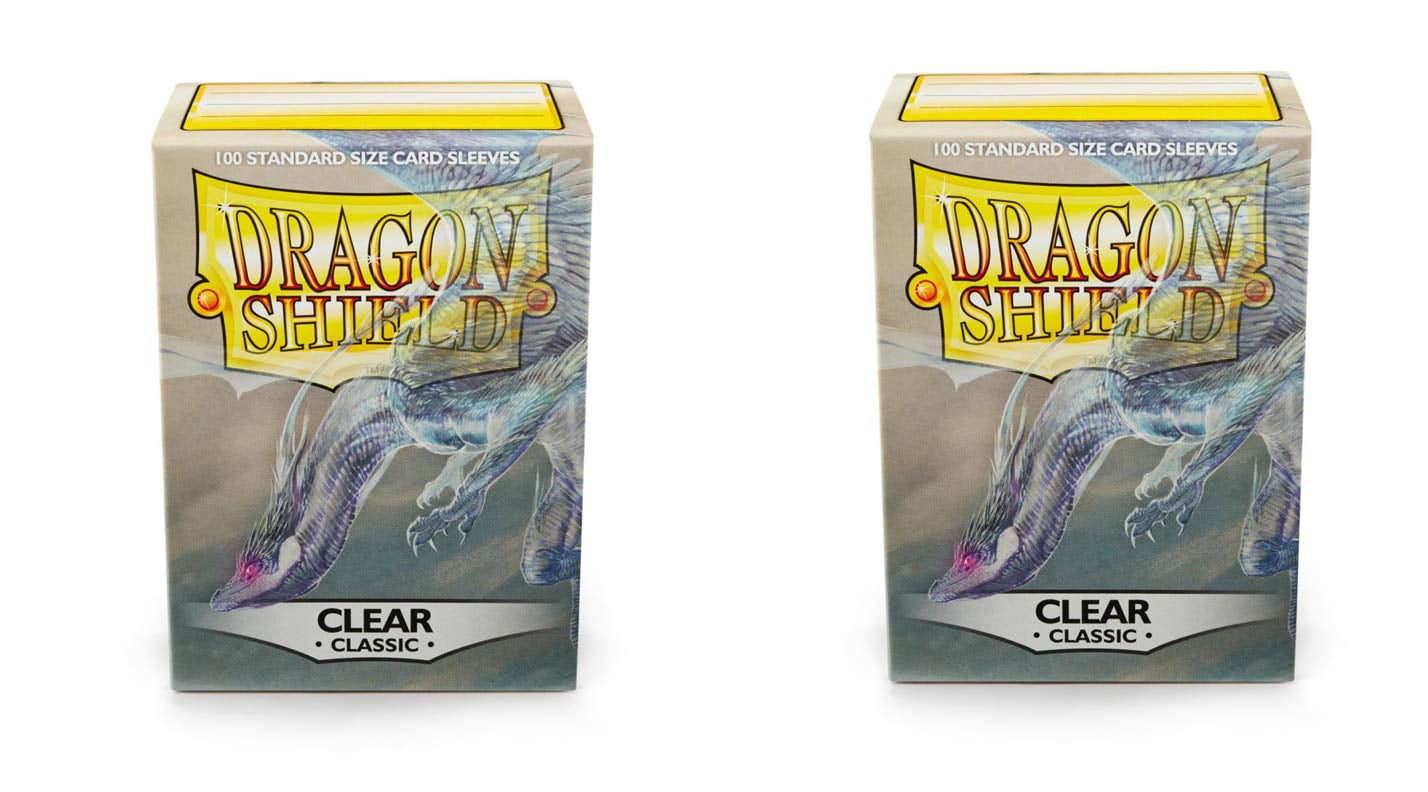 2 Packs Dragon Shield Classic Clear Standard Size 100 ct Card Sleeves Individual Pack