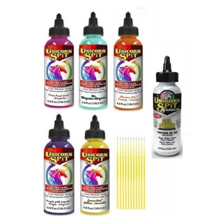 Unicorn SPiT Gel Stain and Glaze 20 Complete Collection: Sparkling and  Original Colors with 10 TreBBies Fine Detail Sticks, 4 oz and 8 oz (White  Ning