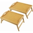 thumbnail image 1 of Bamboo Bed Tray Table with Folding Legs Foldable Serving Tray Portable Laptop Tray Snack Tray Breakfast Tray Bed Table Drawing Table Breakfast Trays for Bed (Set of 2), 1 of 7
