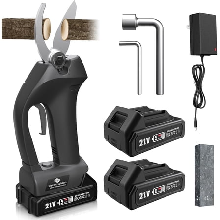 Electric Pruning Shears, Pruning Shears for Gardening, Portable Cordless Electric Pruner Suitable and Adjustable Cutting Diameter 1 Inch for Gardens, Farms (Included 2Pcs Battery)