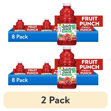 (2 pack) Juicy Juice 100% Juice, Fruit Punch, 48 fl oz Bottle