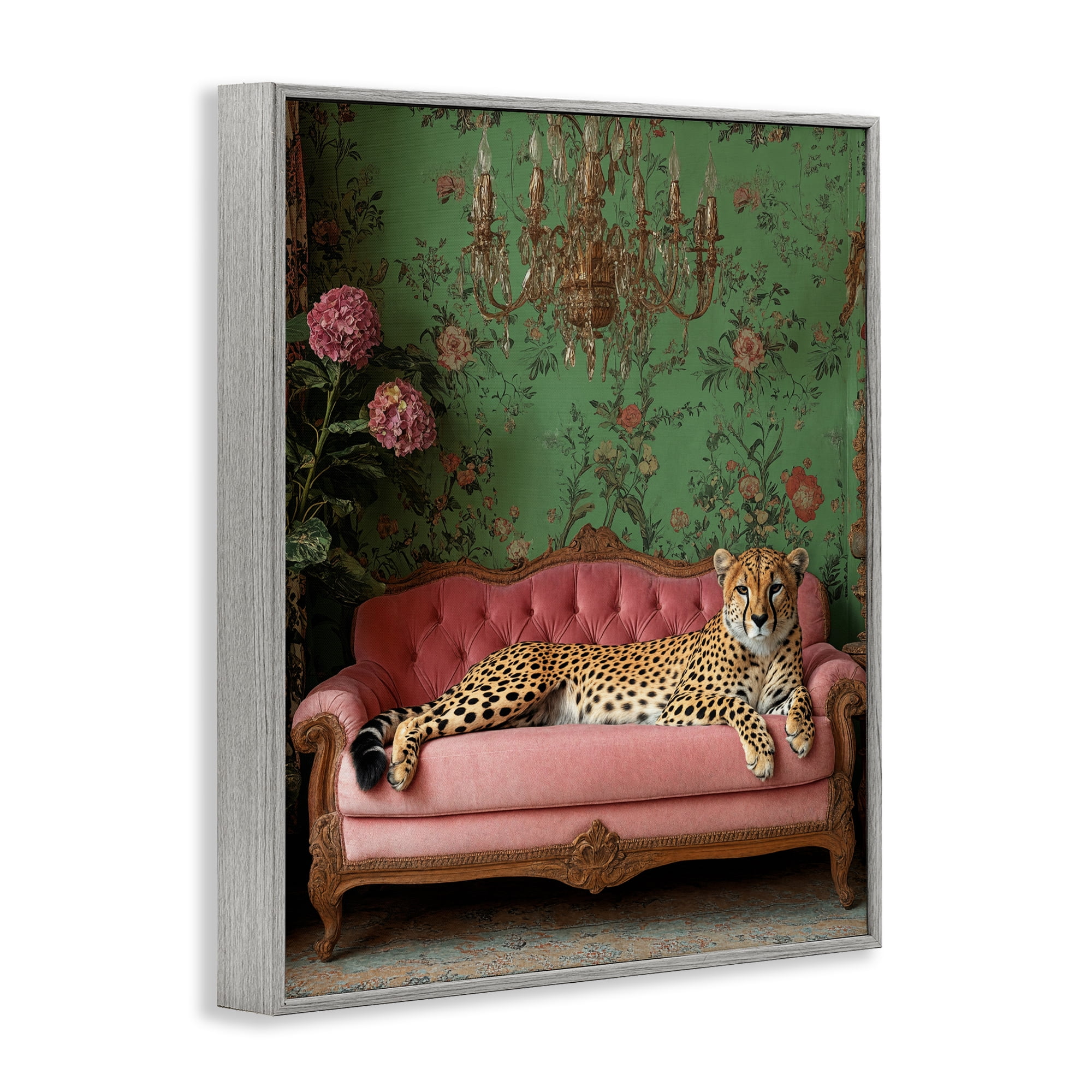 Stupell Industries Ornate Sophisticated Leopard Lounging Gray Framed Giclee Art, design by Scott Stulberg