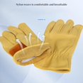 thumbnail image 4 of Guantes de trabajo de cuero para hombre, guantes de jardinería, piel de vaca., 4 of 5