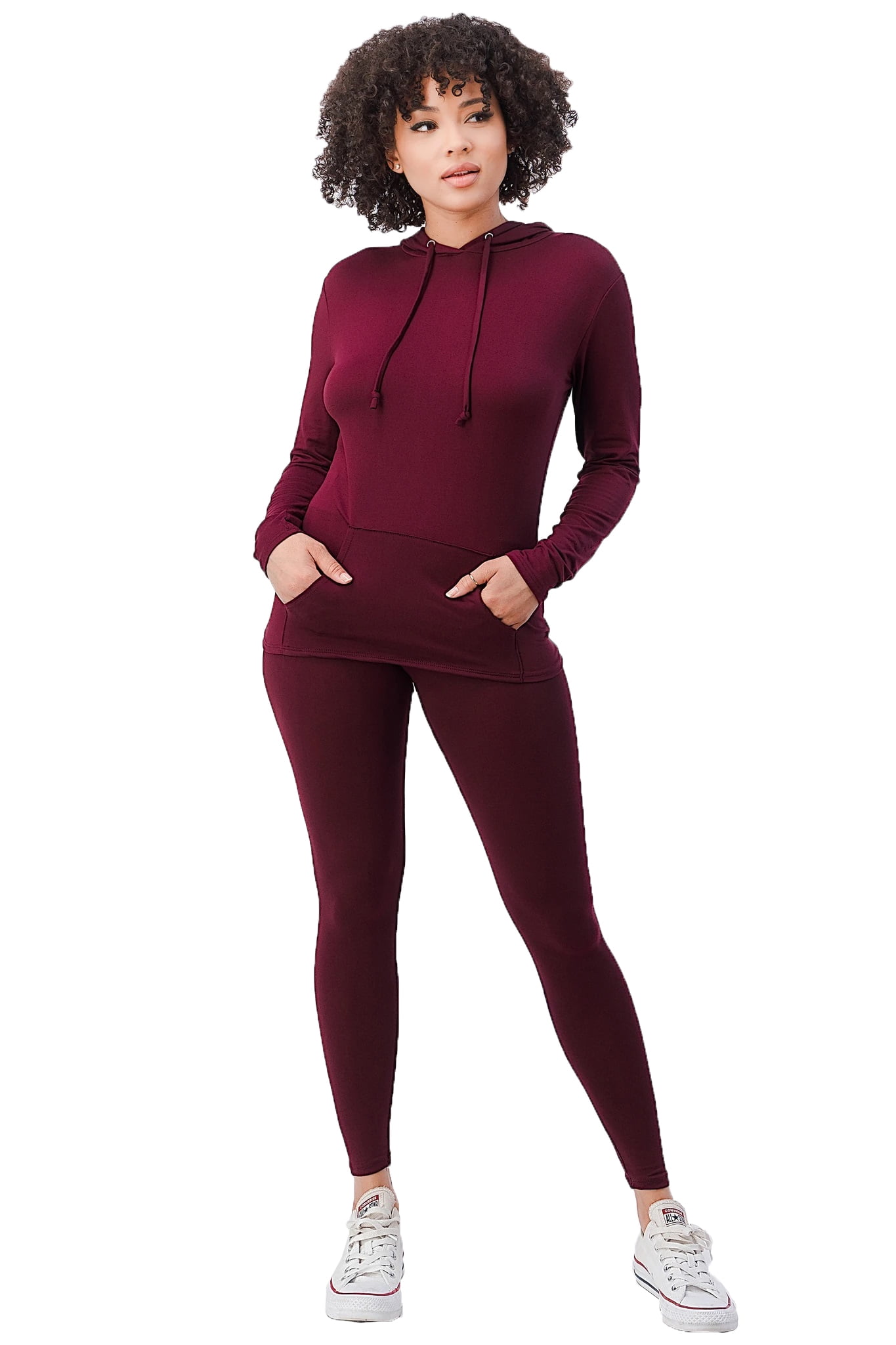 Women's Solid Sweatsuit Set Hoodie And Pants Sport Suits Tracksuits