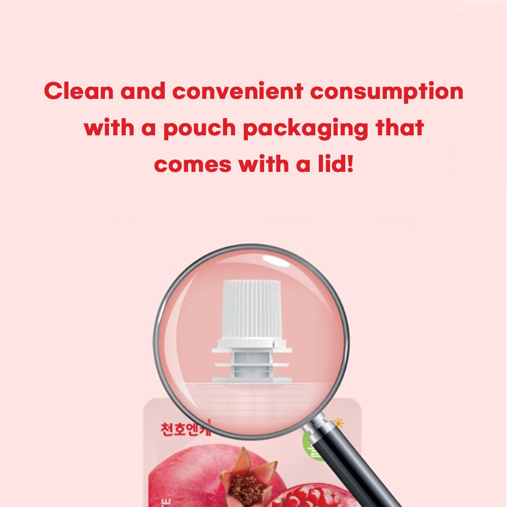 Chunho Ncare Korean Pomegranate Juice, Made with Turkish Pomegranate, No Additives, Resealable Pouch, HACCP Certified (70mlx30pouches)