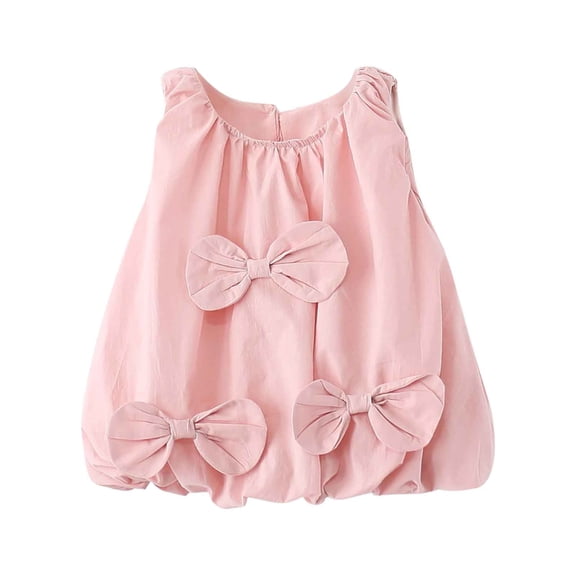 QTOCIO Toddler Girls Dresses, Baby Girl Summer Clothes, Toddler Kids Baby Girls Fashion Cute Sleeveless Sweet Bowknot Dress, Pink, 18 Months