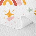 thumbnail image 5 of Manfei Kawaii Stars Rainbow Bed Spread Queen, Cartoon Leaf Plant Queen Coverlet Set, Pink Orange, 3pcs, 1 Quilt and 2 Pillowcases, 5 of 7