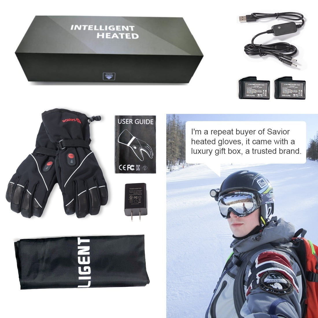 SAVIOR HEAT Rechargeable Electric Heated Gloves,Heated Gloves for Men Women, Thermal Gloves,Motorcycle Waterproof Windproof Gloves,Heated Skiing Gloves