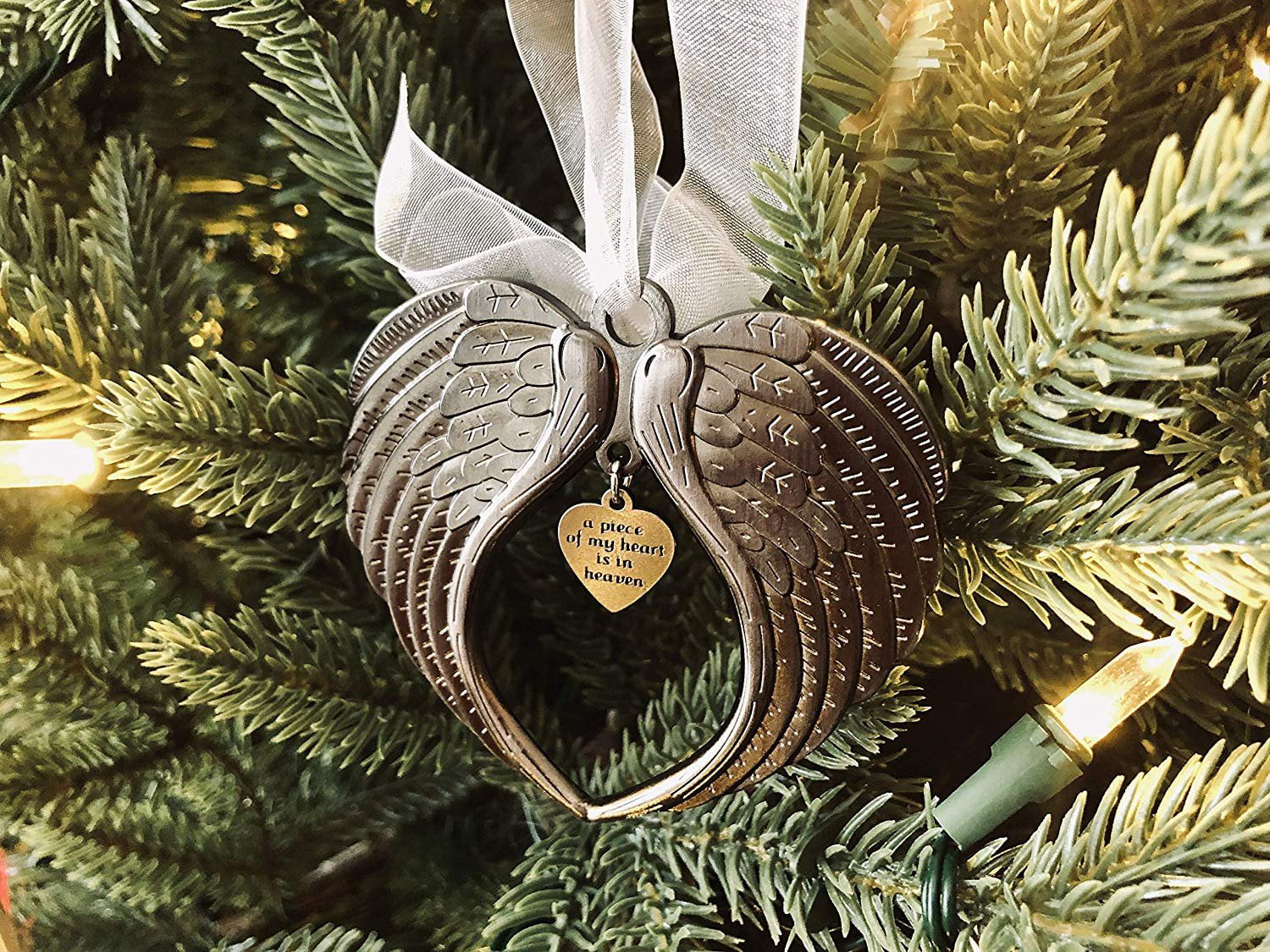 Memorial Ornaments for Loss of Loved One Personalize,A Piece of My Heart is in Heaven Memorial Ornament,Christmas Tree Hanging Decorations Xmas Gifts 001-Son Christmas Ornaments Clear Heart Ball