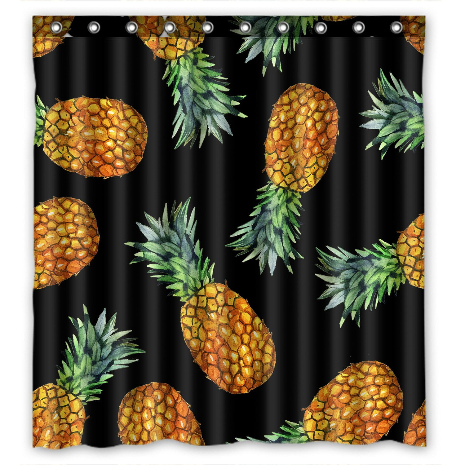 PHFZK Tropical Beach Shower Curtain, Hawaiian Pineapple Polyester Fabric Bathroom Shower Curtain