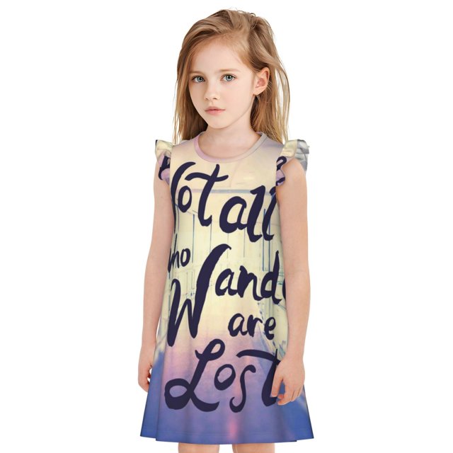 Balery Not All Those Who Wander Are Lost Camisón de princesa para niñas, pijama de algodón con mangas abullonadas, suave y bonito.-X-Large