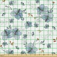 thumbnail image 2 of Tropical Fabric by the Yard Upholstery, Nature Theme Hibiscus Blossoms and Flyaway Petals on Plain Background, Decorative Fabric for DIY and Home Accents, Blue Grey Orange White by Ambesonne, 2 of 5