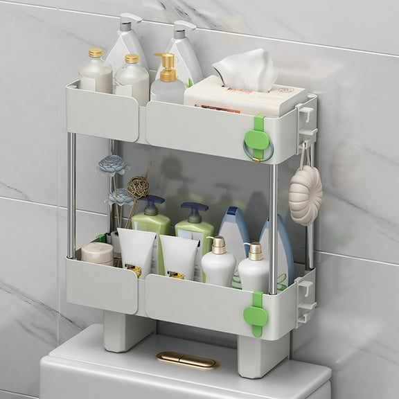 Steadline Over Toilet No-Drill Storage Shelf with Raised Guardrails - Bathroom Space Saving Organizer for Shampoo and Toiletry Storage