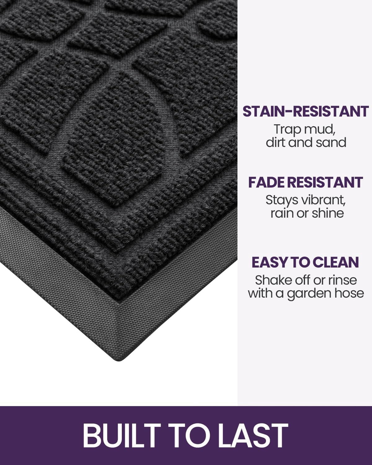 Front Door Mat Outside Entrance  Heavy Duty Non Slip Low Profile Doormat For Entryway Dirt And Welcome Mats Easy Clean Patio Garage 3x2 Black