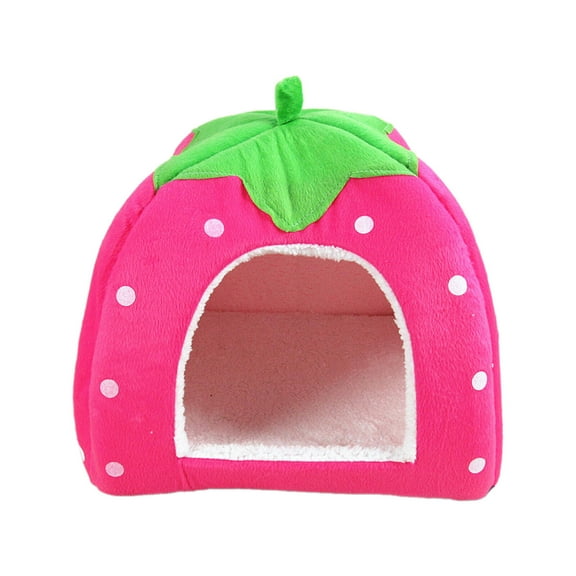 AUQ Cat Beds for Indoor Cats,Perfect for Cats Who Love to Curl Up Cat Bed,Fun Strawberry Design Pet Bed,S