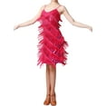 thumbnail image 3 of Fortune Robe de Danse à Paillettes pour Femmes, Bretelles, Franges, Scintillante, Moulante, Cocktail, Fête, Mini Robes, 3 of 6